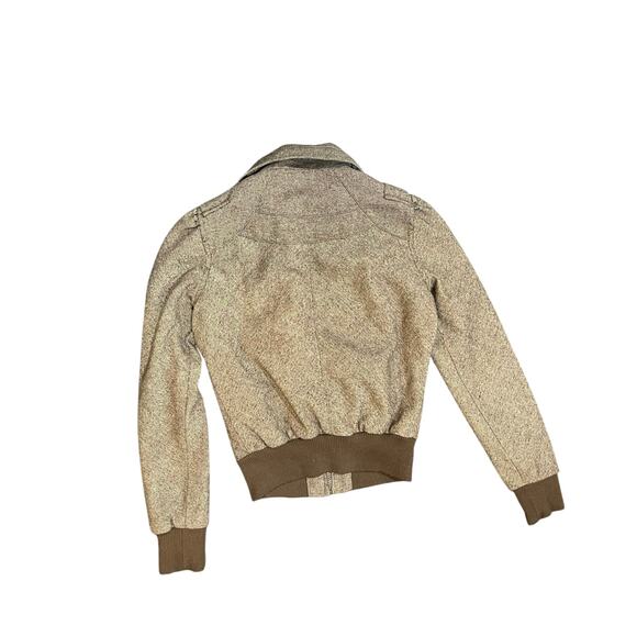 Charlotte Russe Brown Tweed Style Zip up Jacket Size Small Bomber Flight - Picture 2 of 4